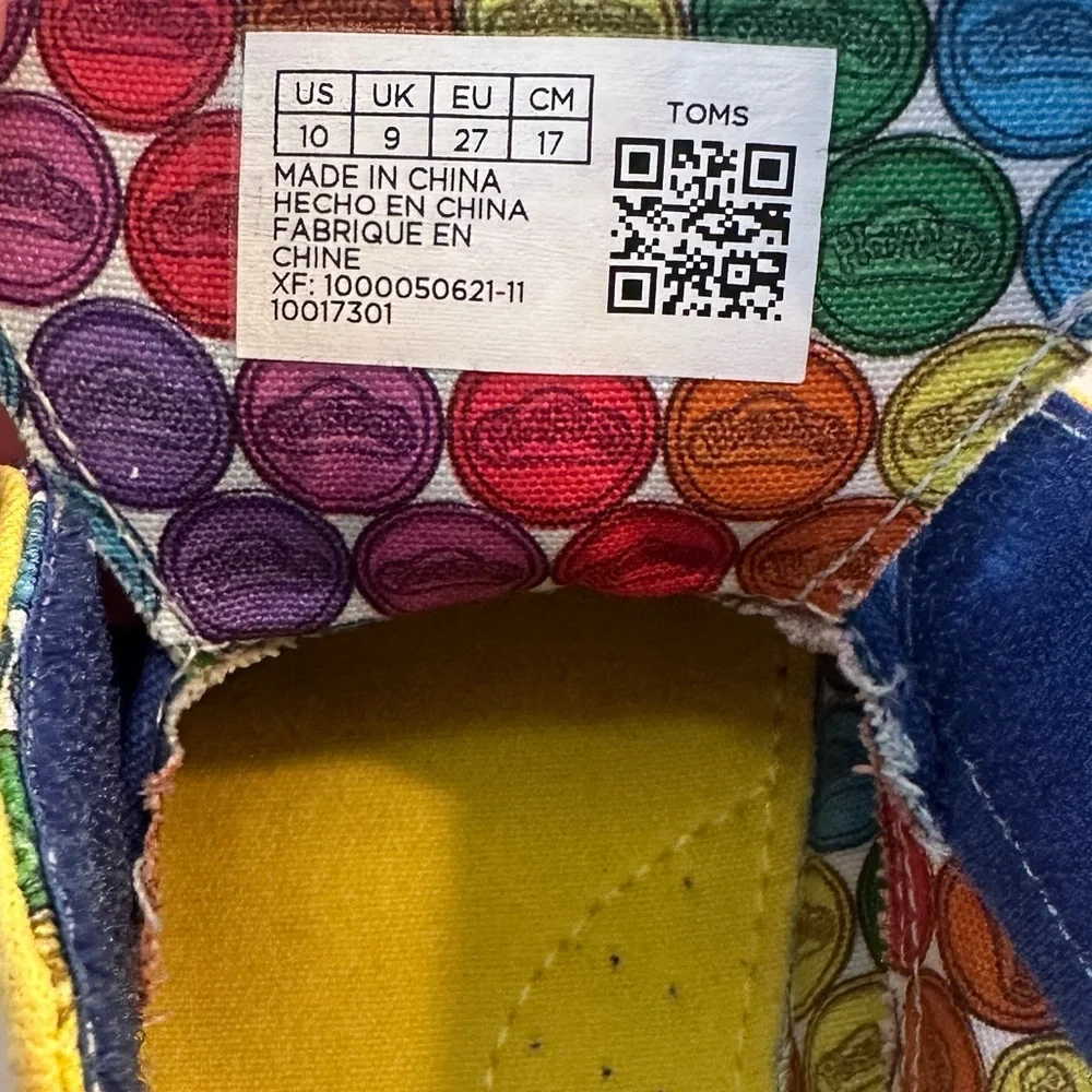 TOMS X Playdoh‎ Toddler 10 No Tie Velcro Shoes Sneakers Retro Unisex Kids